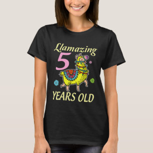 T-shirt Llama Llamazing 5 Ans Joyeux Anniversaire Garçon F