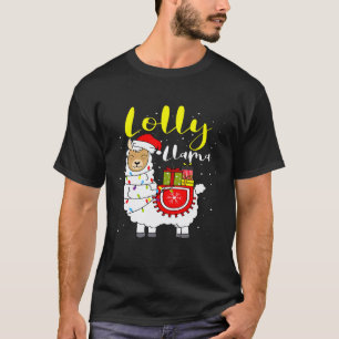T-shirt Llama Lolly Lumières Chapeau de Père Noël Xmas Pyj