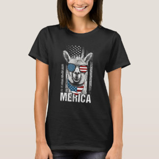 T-shirt LLama Lunettes de soleil Drôle d'animal Drapeau