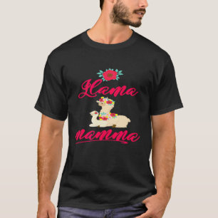 T-shirt Llama Maman Mère Chérie Bébé Avec Fleurs