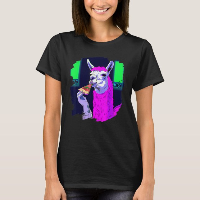 T-shirt Llama mangeant une pizza  Cool Pizza Llamas 1 (Devant)