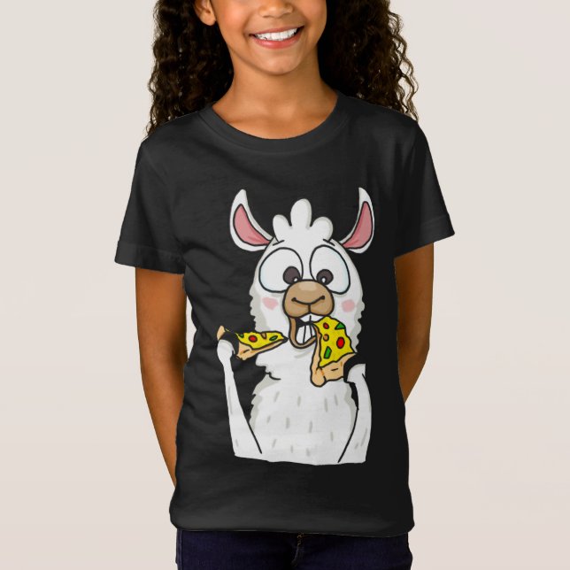 T-Shirt Llama Manger Pizza Funny Alpaca Pizza Nourriture L (Devant)