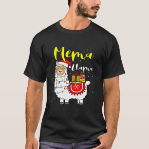 T-shirt Llama Mema Lumières Chapeau de Père Noël Xmas Pyja