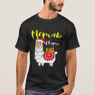 T-shirt Llama Memaw Lumières Chapeau de Père Noël Xmas Pyj