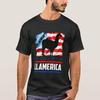 T-shirt Llama Merica 4 juillet Drapeau Américain Patriotiq