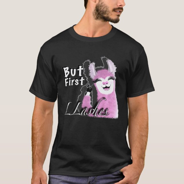 T-shirt Llama mignon avec de longs cils Premium (Devant)