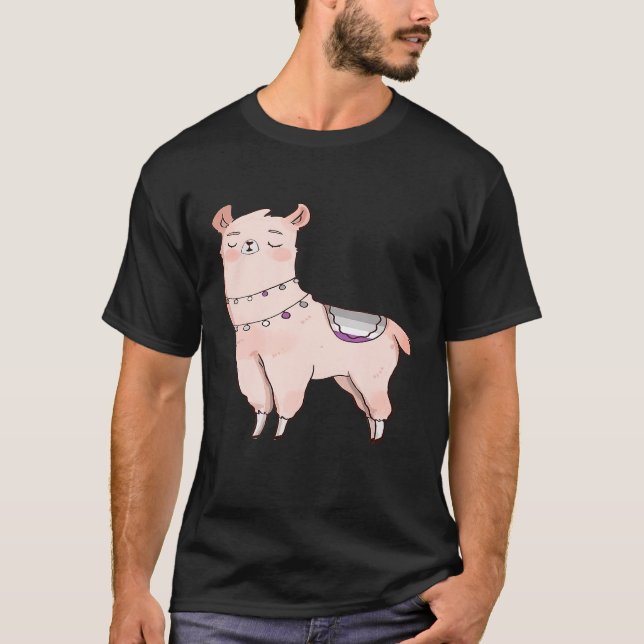 T-shirt Llama mignonne d'animal LGBTQIA Alpaca Ace Pride (Devant)