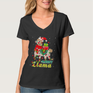 T-shirt Llama Nanny porte le chapeau de Noël Noël Jeu de r