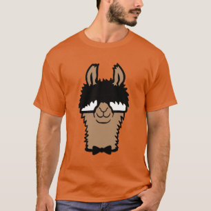 T-shirt Llama Nerd Geek Lunettes Nœud Papillon Drôle Alpag