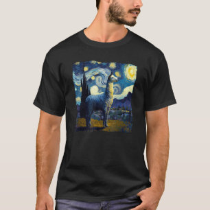 T-shirt Llama Nuit Étoilée Peinture Van Gogh Art Étrange E