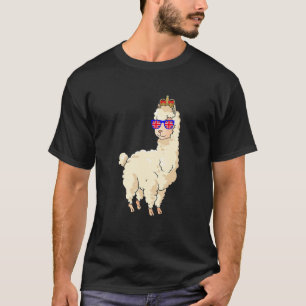 T-shirt Llama Portant Des Lunettes De Soleil Et Couronne A