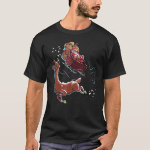 T-shirt Llama Pulling Père Noël Sleigh Noël Père Noël Noël