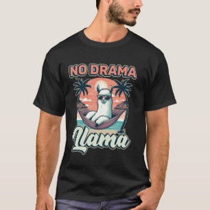 T-shirt Llama Rétro Coucher de Soleil sur la Plage sans Dr
