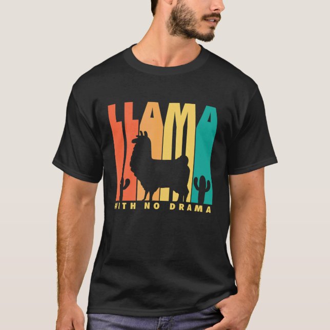T-shirt Llama Rétro Disant Llama Sans Drame (Devant)