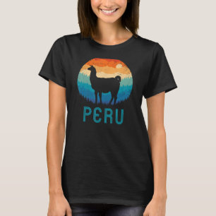 T-shirt Llama Retro Machu Picchu Pérou Vintage Alpaca Nazc