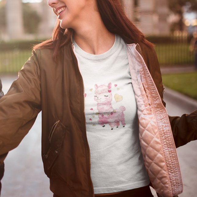 T-shirt Llama Rose Aquarelle (Créateur téléchargé)