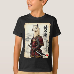 T-shirt Llama Samouraï Art Japonais Vintage Alpaga Drôle A