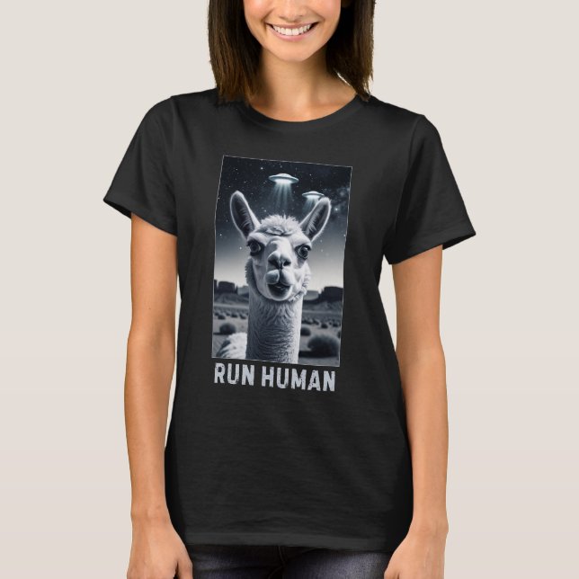 T-shirt Llama Selfie UFO Fun Quirky Cadeau (Devant)