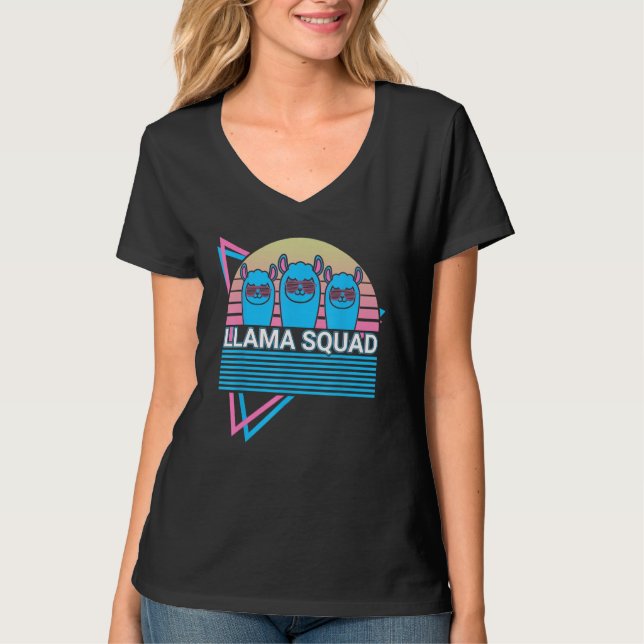 T-shirt Llama Squad Alpaca Retro (Devant)
