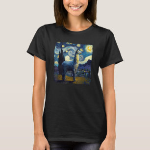 T-shirt Llama Starry Nuit Van Gogh Peinture Art Weird Aes