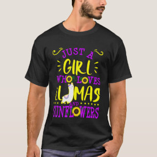 T-shirt Llama Tournesols Juste Une Fille Mignonne Femme Ad