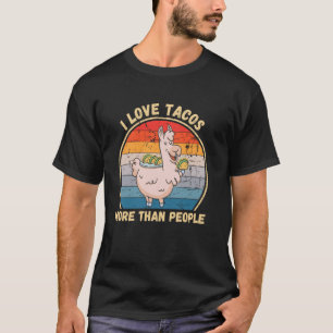 T-shirt Llama Vintage Drôle J'Aime Les Tacos Plus Que Les