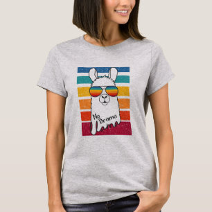 T-shirt Llama Wearing Sunglasses With Colorful Strips