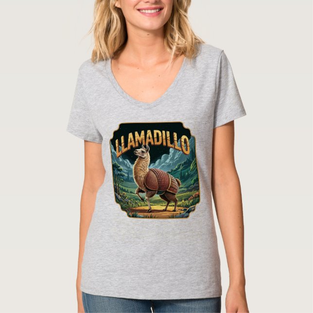 T-shirt Llamadillo Illustration Combo Créature Drôle (Devant)