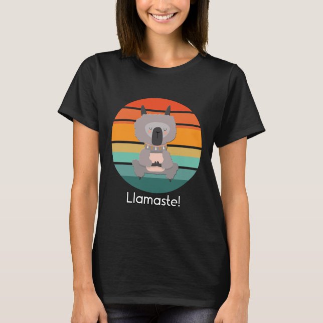 T-shirt Llamaste Funny Yoga Llama (Devant)