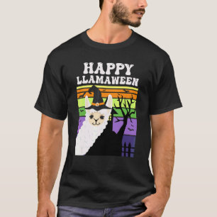 T-shirt Llamaween Lama Sorcière Rétro Halloween Alpaga Joy