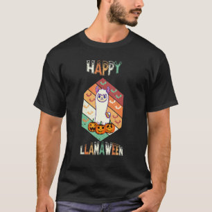 T-shirt Llamaween Rétro Halloween Alpaca Animal Heureux