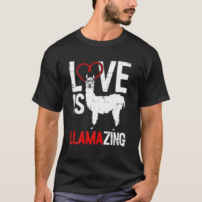 T-shirt Llamazing Valentines Journée mignonne V-Day Heart  (Devant)