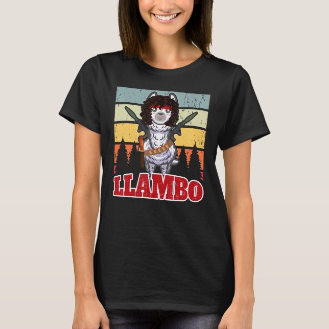 T-shirt Llambo Militaire Llama Commando Hilarious présent (Devant)