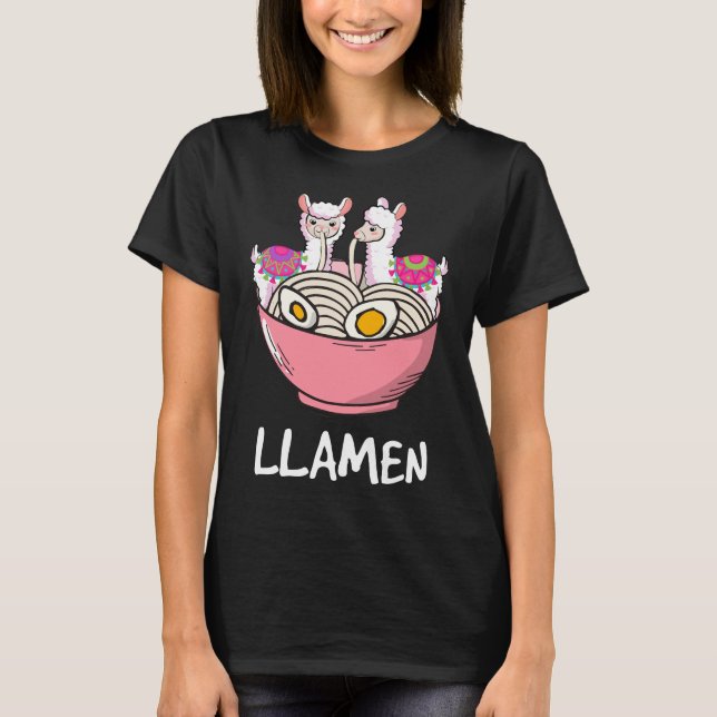 T-shirt Llamen Llama Manger Ramen (Devant)
