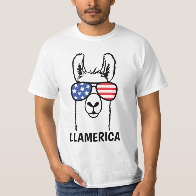 T-shirt Llamerica, chemise drôle de Lllama, 4 juillet, les (Devant)
