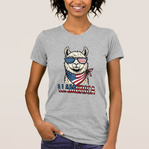 T-shirt Llamerica Llama Patriotique Design Vectoriel Vinta