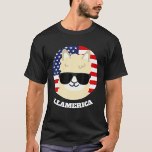 T-shirt Llamerica Patriotique Llama Américain Drapeau USA