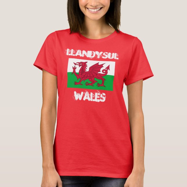 T-shirt Llandysul, Pays de Galles avec le drapeau de (Devant)