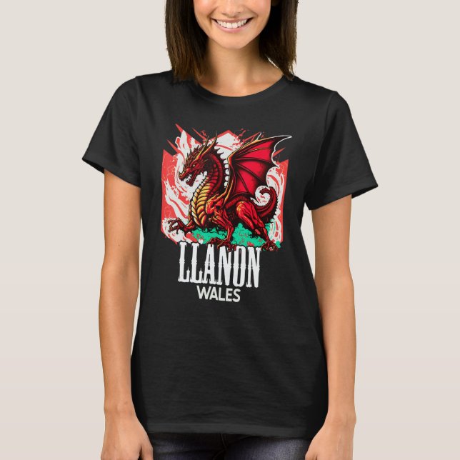 T-shirt Llanon Wales Welsh Flag Y Ddraig Goch Dragon (Devant)