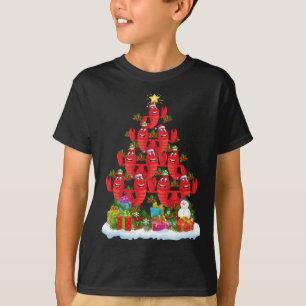 T-shirt Lobster Fish Xmas Tree Lighting Santa Lobster Chri