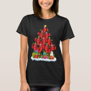 T-shirt Lobster Fish Xmas Tree Lighting Santa Lobster Chri