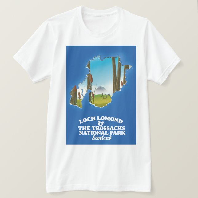 T-shirt loch lomond et la carte du parc national des tross (Design devant)
