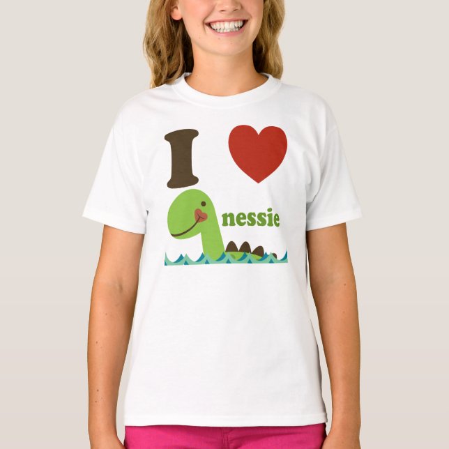 T-shirt Loch Ness Monster I Heart Nessie Girls Tee - shirt (Devant)