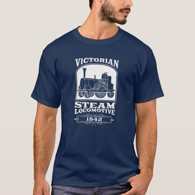 T-shirt locomotive à vapeur classique des années 1840 |Tra (Devant)