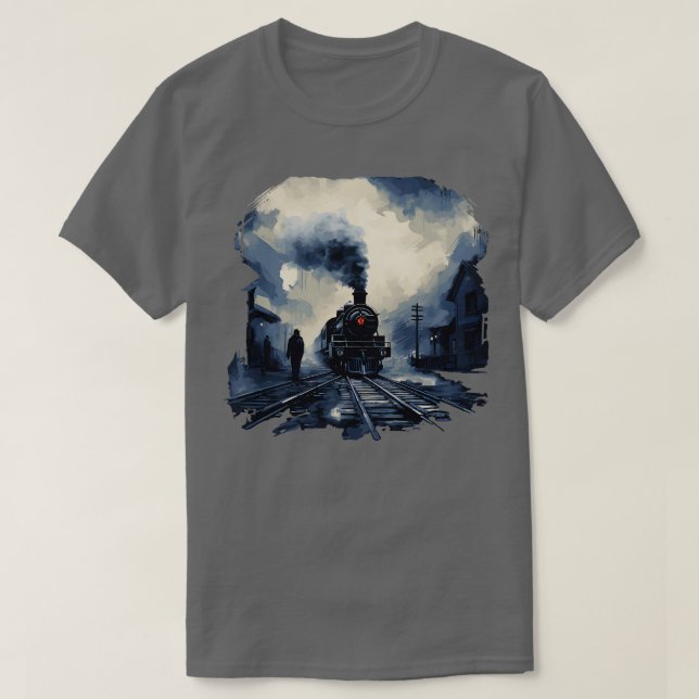 T-shirt Locomotive à vapeur de la station ferroviaire (Design devant)