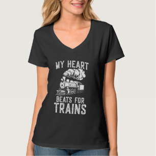 T-shirt Locomotive À Vapeur My Heart Beats For Trains Trai