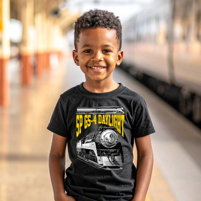 T-shirt Locomotive à vapeur SP GS-4 en plein jour. Train 4 (SP GS-4 Daylight Steam Locomotive. 4449 Train. Boy Basic Black T-Shirt)