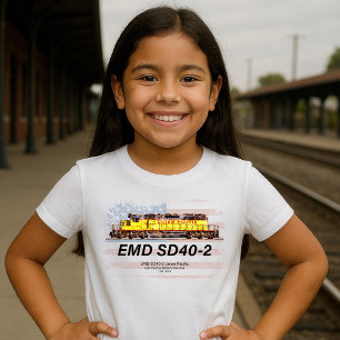 T-shirt Locomotive diesel EMD SD40-2. drapeau américain