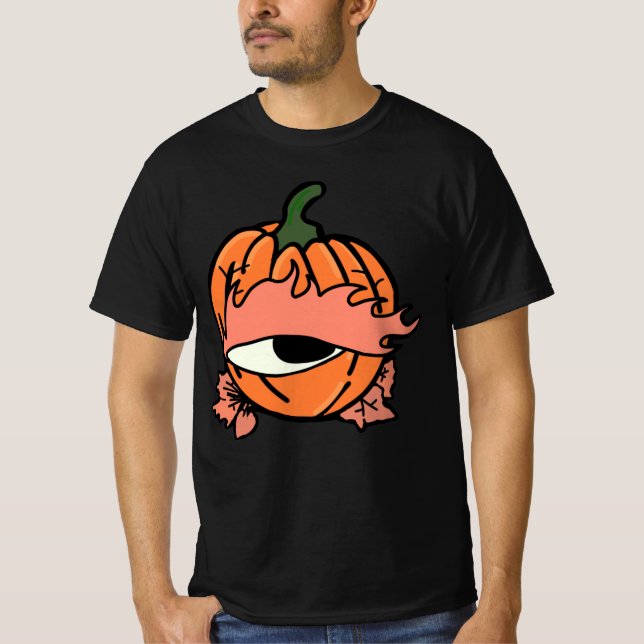 T-shirt L'oeil endormi du Citrouille Éffrayant (Devant)