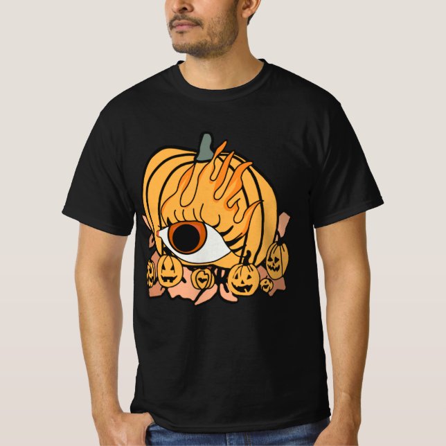 T-shirt L'oeil flammé rétro du Citrouille (Devant)